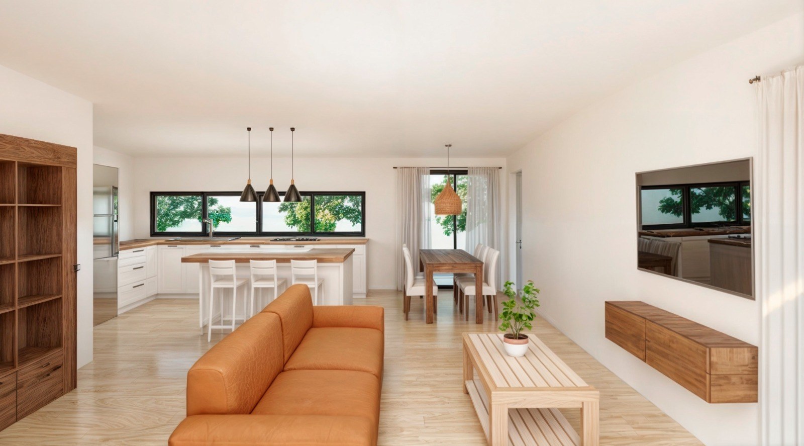Propuesta de living y cocina integrados — Render