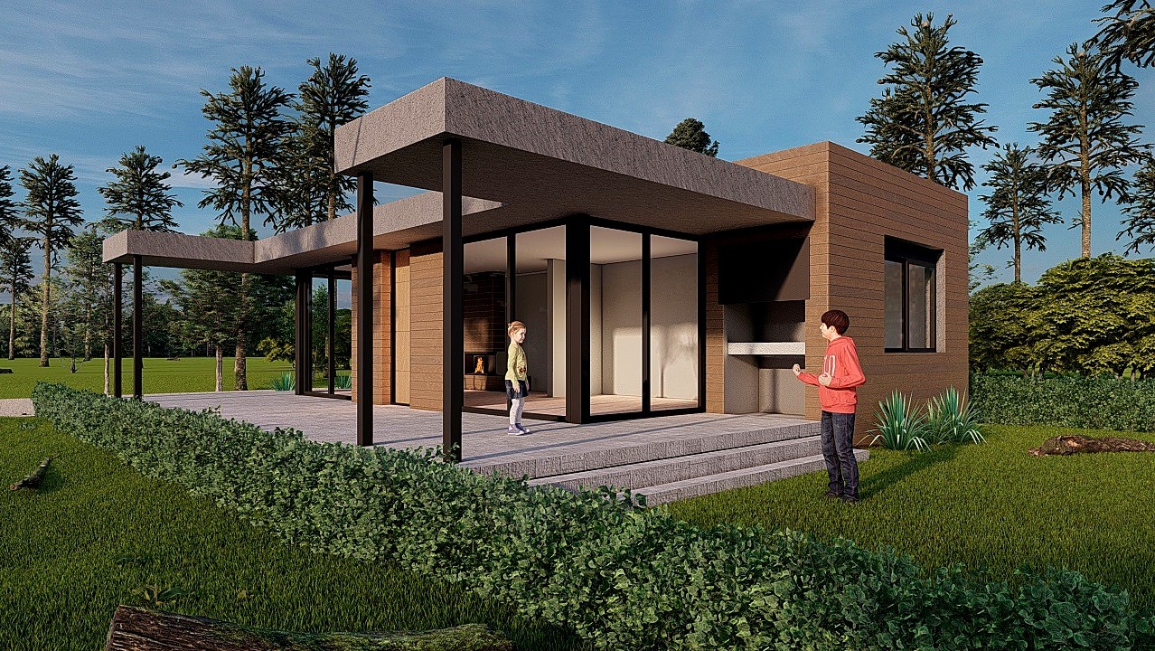 Render del diseño modular El Descanso