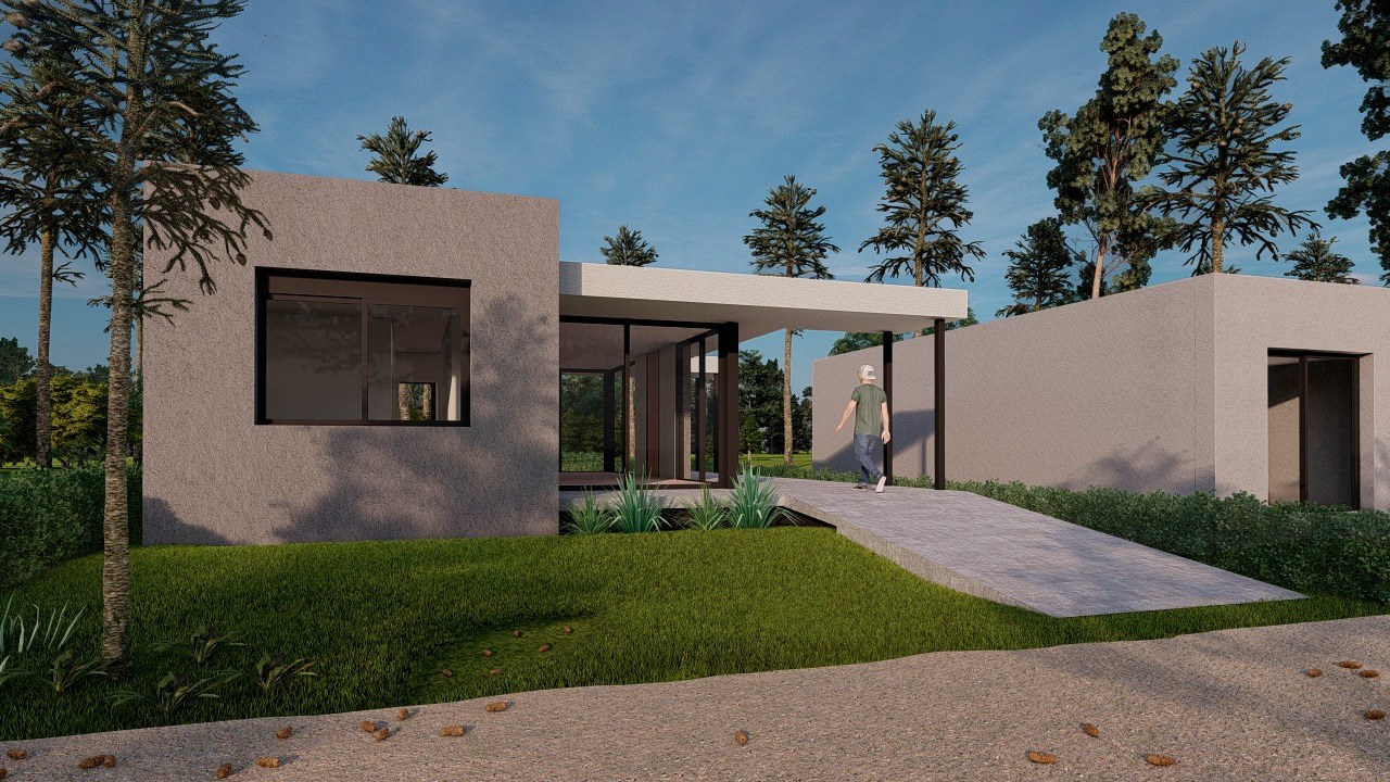 Vivienda · acceso y fachada EIFS — Render